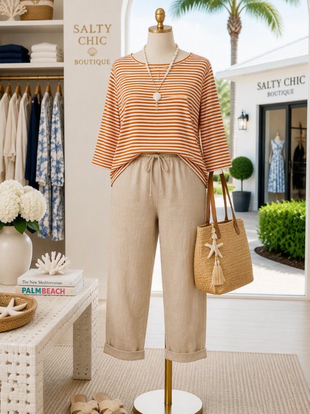 Avenue by Jessica Londen 3/4 soft jersey material 18/20 pumpkin and white stripe